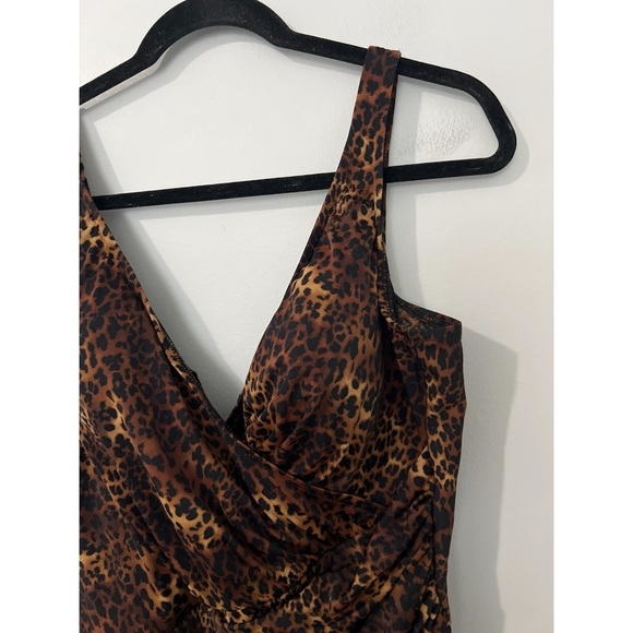 Miraclesuit Swimsuit Women’s 16 Brown Black Animal Print Oceanus One Piece - Picture 5 of 14